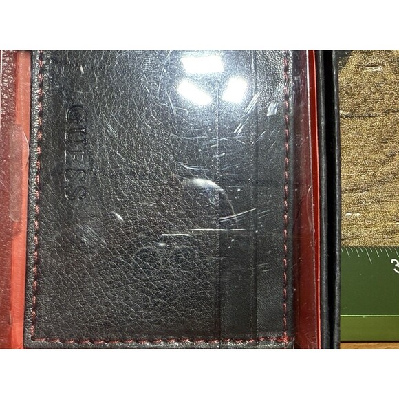 Rare- Guess Men’s Leather Wallet Bifold And Card Case Set Black NEW Gift Box - Picture 4 of 9